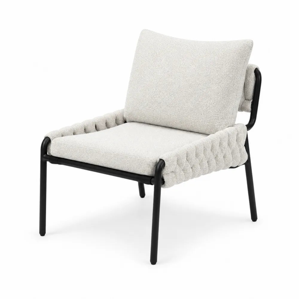 Silla con tapizado de boucle blanco y estructura de a
