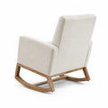 Silla Mecedora de Tela Beige con Base de Mader